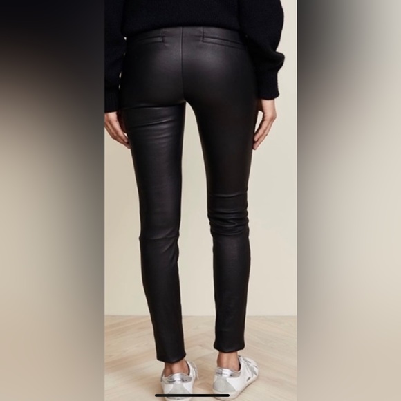 Helmut Lang Leather Pants Leggings Stretch Black - Picture 4 of 11